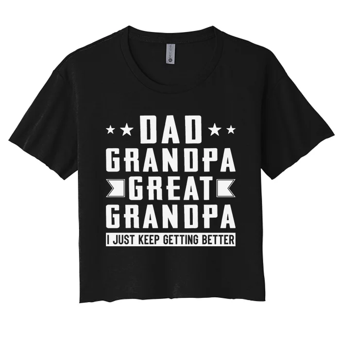 Fathers Day From Grandkids Dad Grandpa Great Grandpa Women's Crop Top Tee