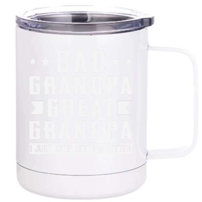 Fathers Day From Grandkids Dad Grandpa Great Grandpa Front & Back 12oz Stainless Steel Tumbler Cup