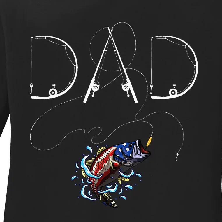 Fisherman Dad Fishing Enthusiast Fish Lover Daddy Fathe Ladies Long Sleeve Shirt