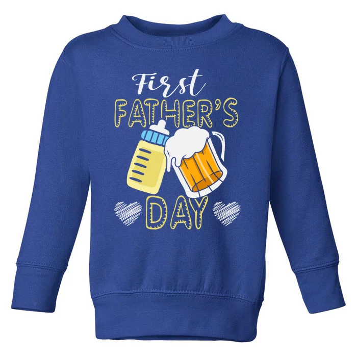 Fathers Day First Fathers Day Milk Bottle Gift Toddler Sweatshirt