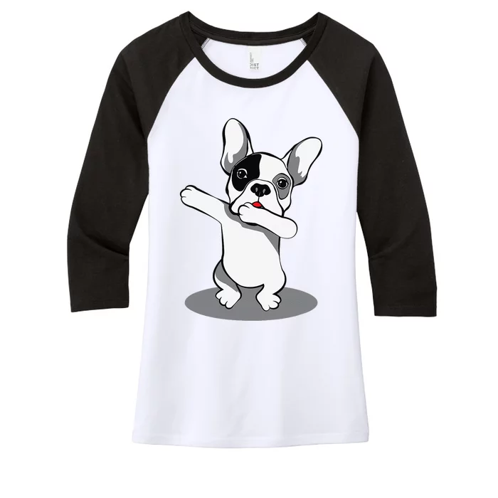 Funny Dabbing French Bulldog Pet Owner Dog Lover Women's Tri-Blend 3/4-Sleeve Raglan Shirt