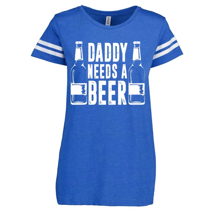 Fathers Day Funny, Daddy Needs a Beer Enza Ladies Jersey Football T-Shirt