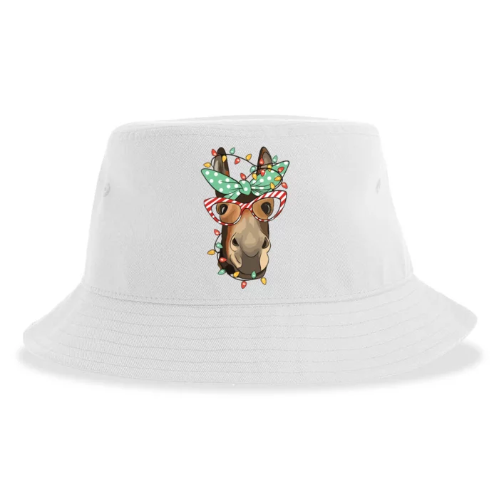 Funny Donkey Farmer Women Girls Family Christmas Sustainable Bucket Hat