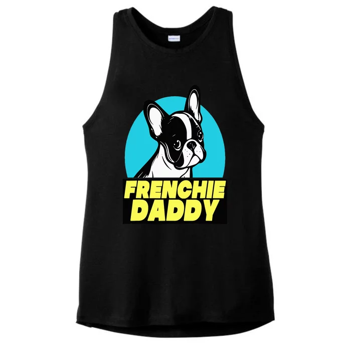 Frenchie Daddy  French Bulldog Dad Full Color Ladies Tri-Blend Wicking Tank