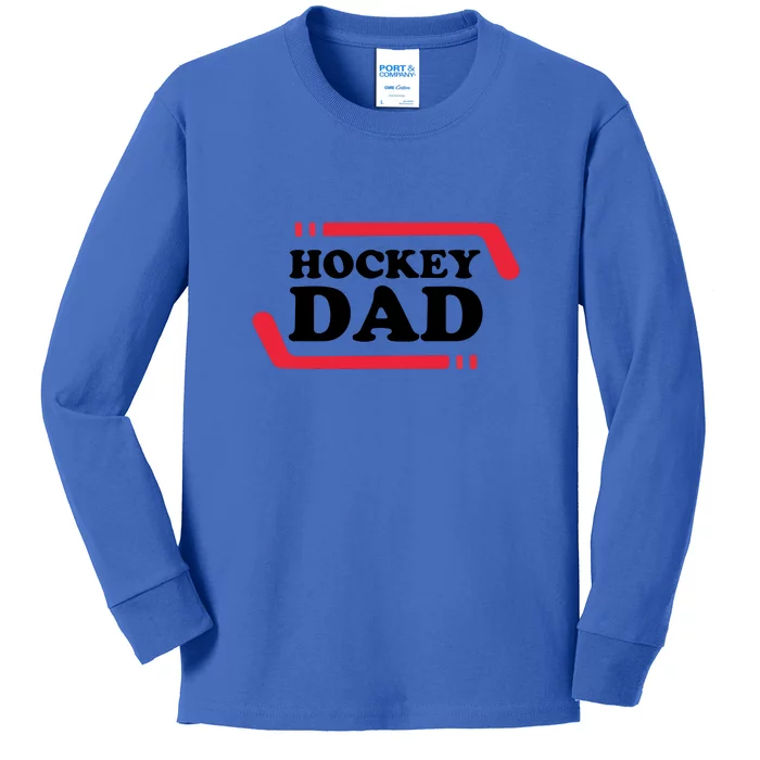 Father's Day Funny Ice Hockey Dad Gift Kids Long Sleeve Shirt