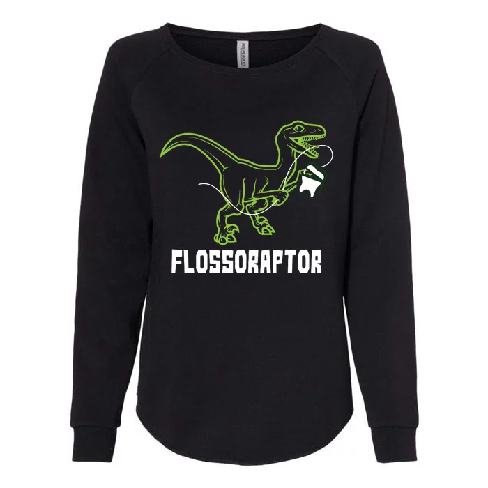 Flossoraptor Dinosaur Funny Pediatric Dentist Womens California Wash Sweatshirt