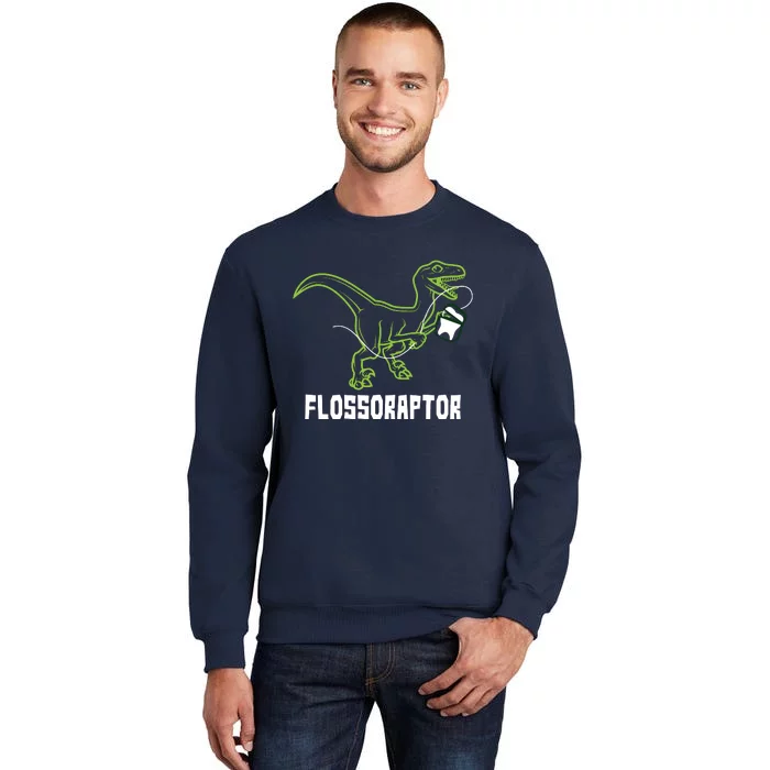 Flossoraptor Dinosaur Funny Pediatric Dentist Sweatshirt