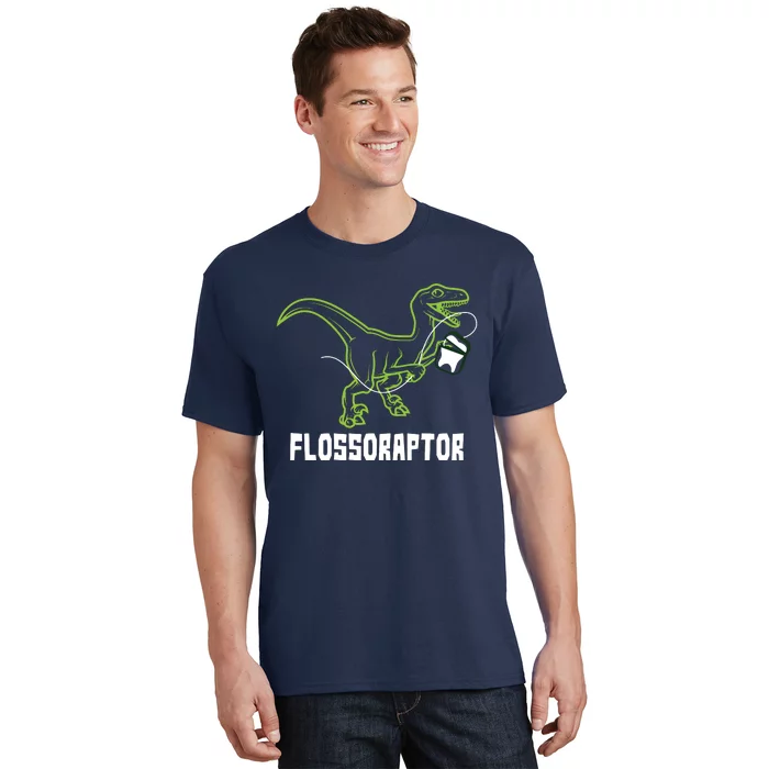 Flossoraptor Dinosaur Funny Pediatric Dentist T-Shirt