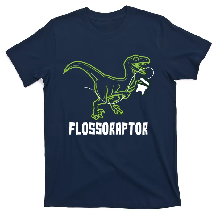 Flossoraptor Dinosaur Funny Pediatric Dentist T-Shirt