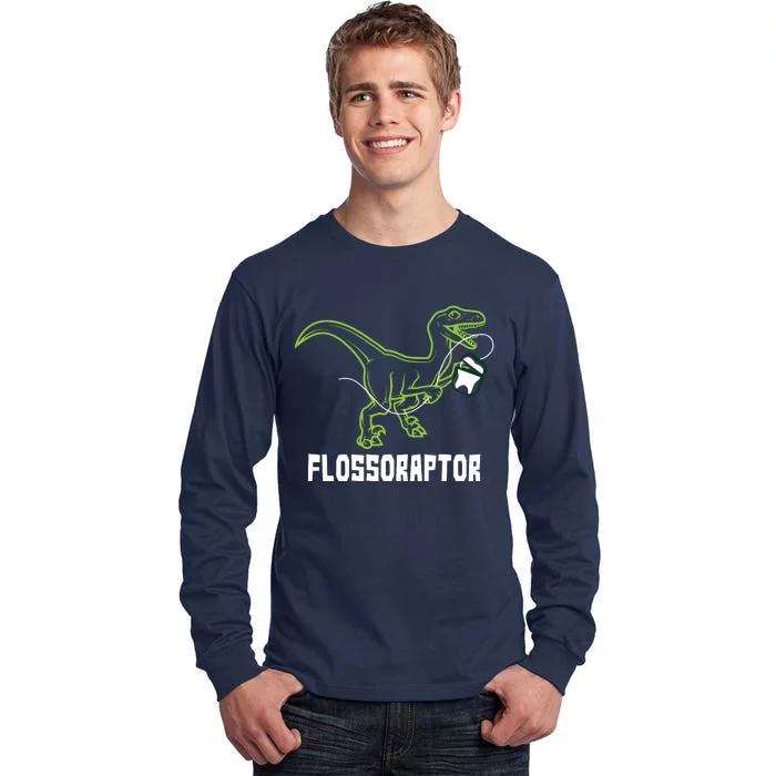 Flossoraptor Dinosaur Funny Pediatric Dentist Tall Long Sleeve T-Shirt