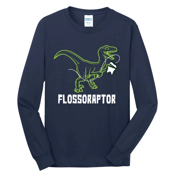 Flossoraptor Dinosaur Funny Pediatric Dentist Tall Long Sleeve T-Shirt