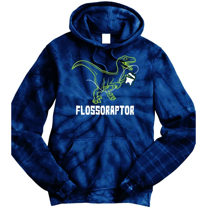 Flossoraptor Dinosaur Funny Pediatric Dentist Tie Dye Hoodie