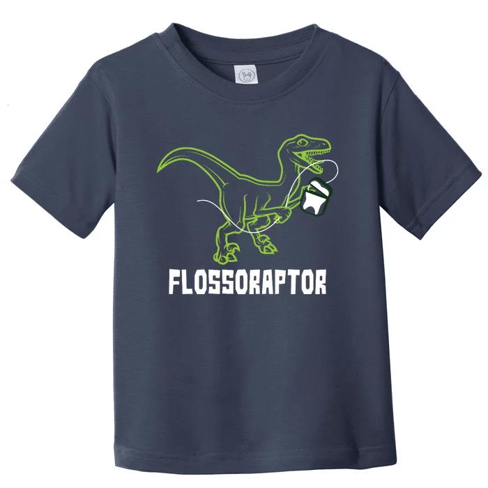 Flossoraptor Dinosaur Funny Pediatric Dentist Toddler T-Shirt