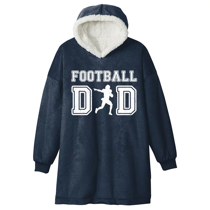 Football Dad FatherS Day Vintage Football Daddy Papa Father Meaningful Gift Hooded Wearable Blanket