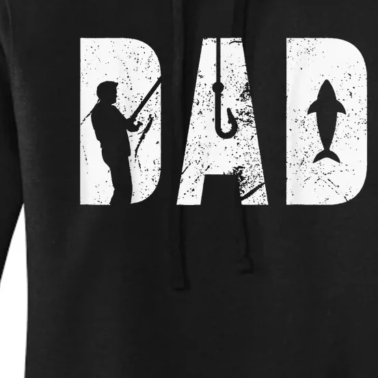 Fishing Dad father's day with fish and fishing hook crunch Women's Pullover Hoodie