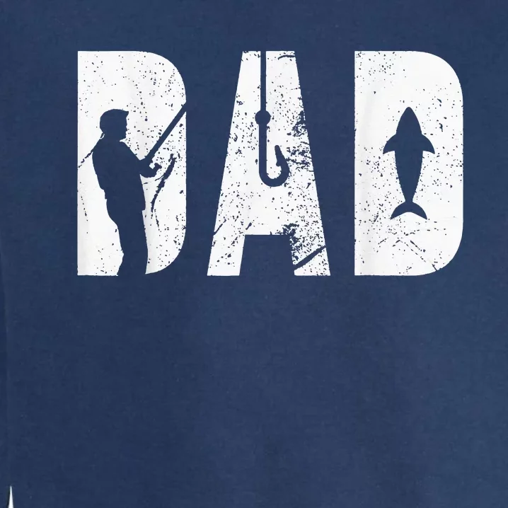 Fishing Dad father's day with fish and fishing hook crunch Garment-Dyed Sweatshirt