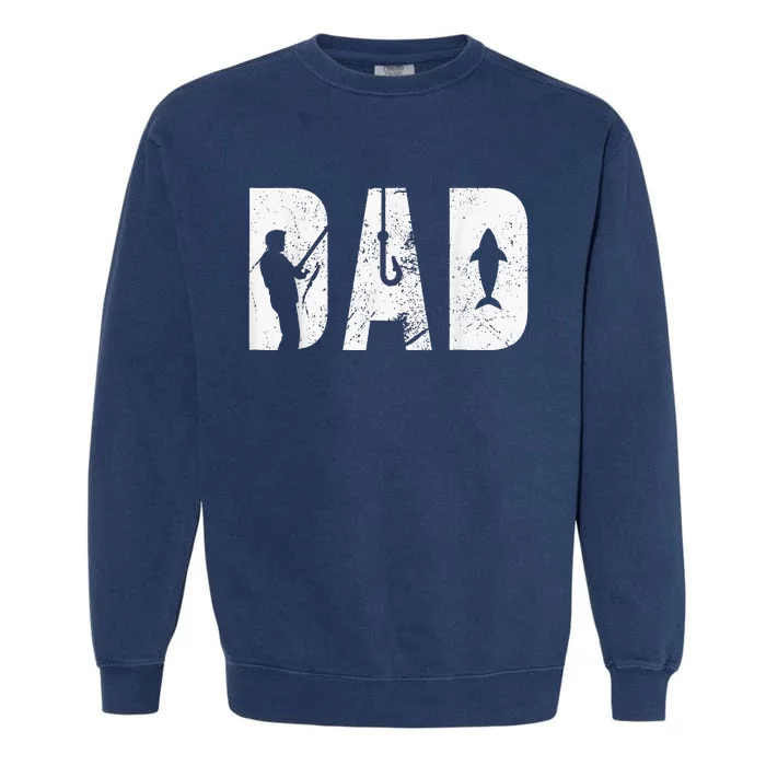 Fishing Dad father's day with fish and fishing hook crunch Garment-Dyed Sweatshirt