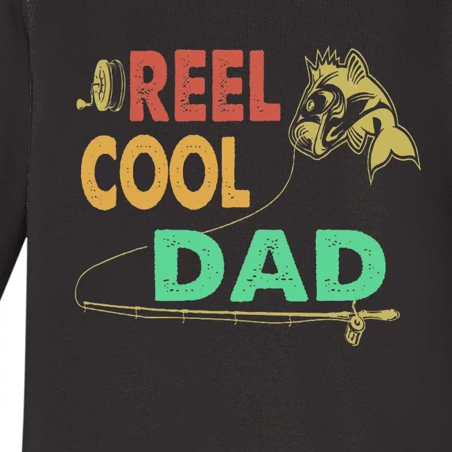 Fathers Day Funny Fisherman Reel Cool Dad Fishing Lover Baby Long Sleeve Bodysuit