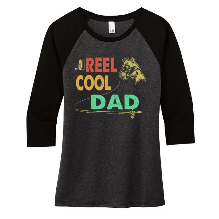 Fathers Day Funny Fisherman Reel Cool Dad Fishing Lover Women's Tri-Blend 3/4-Sleeve Raglan Shirt