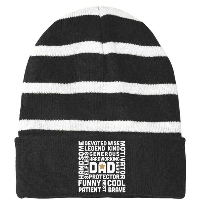 Father's Day For Dads Worlds Greatest Dad Proud Father Striped Beanie with Solid Band