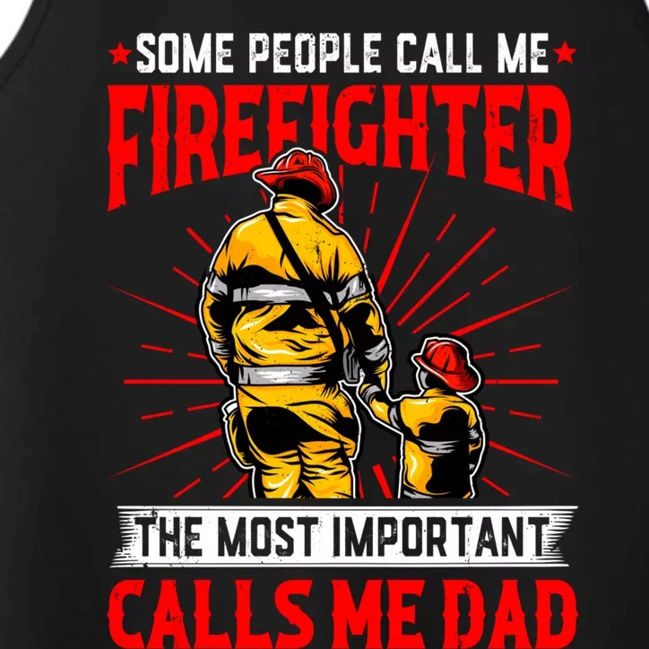 Fire Dad Fathers Day Firefighter Dad Daddy Papa Grandpa Funny Gift Performance Tank