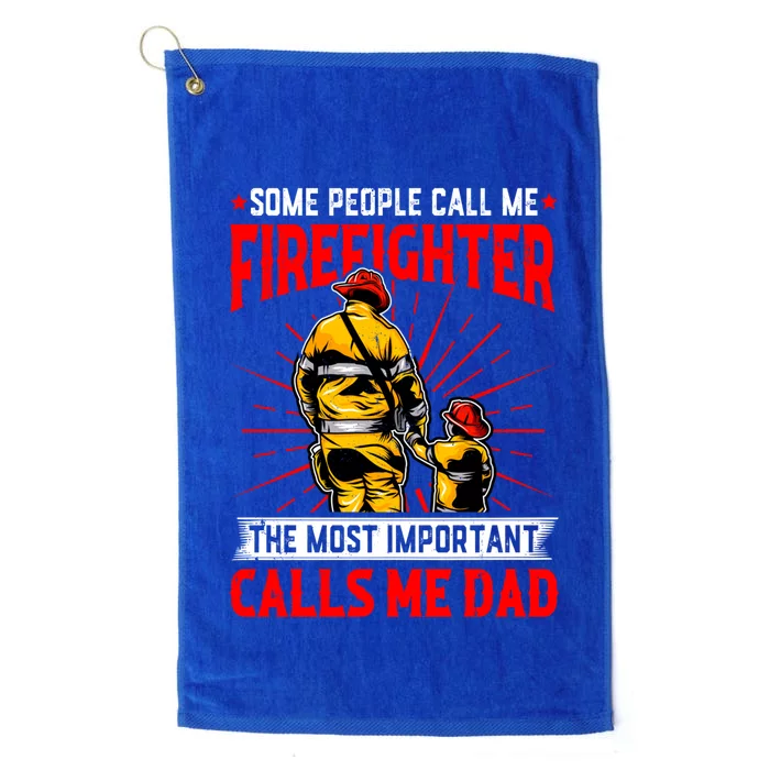 Fire Dad Fathers Day Firefighter Dad Daddy Papa Grandpa Funny Gift Platinum Collection Golf Towel