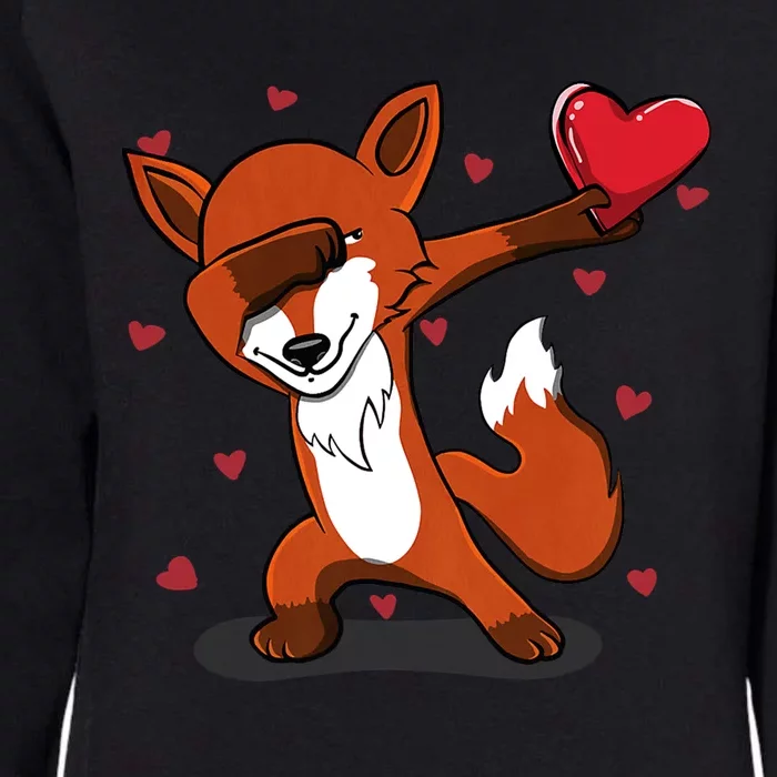 Funny Dabbing Fox Heart Valentine's Day Gift Womens California Wash Sweatshirt