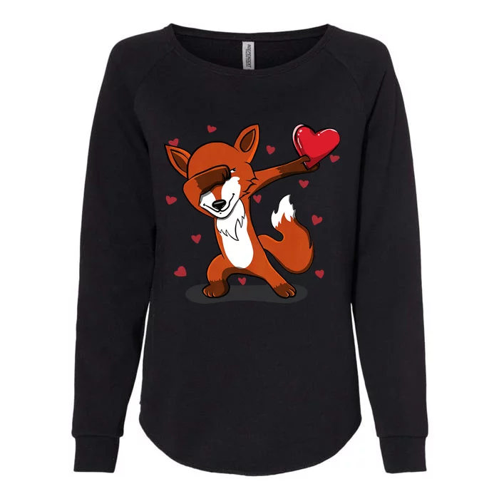 Funny Dabbing Fox Heart Valentine's Day Gift Womens California Wash Sweatshirt