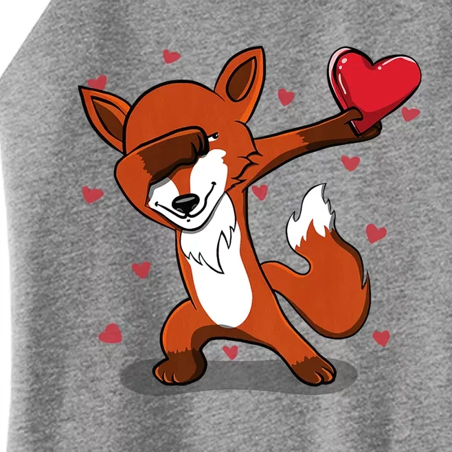 Funny Dabbing Fox Heart Valentine's Day Gift Women’s Perfect Tri Rocker Tank