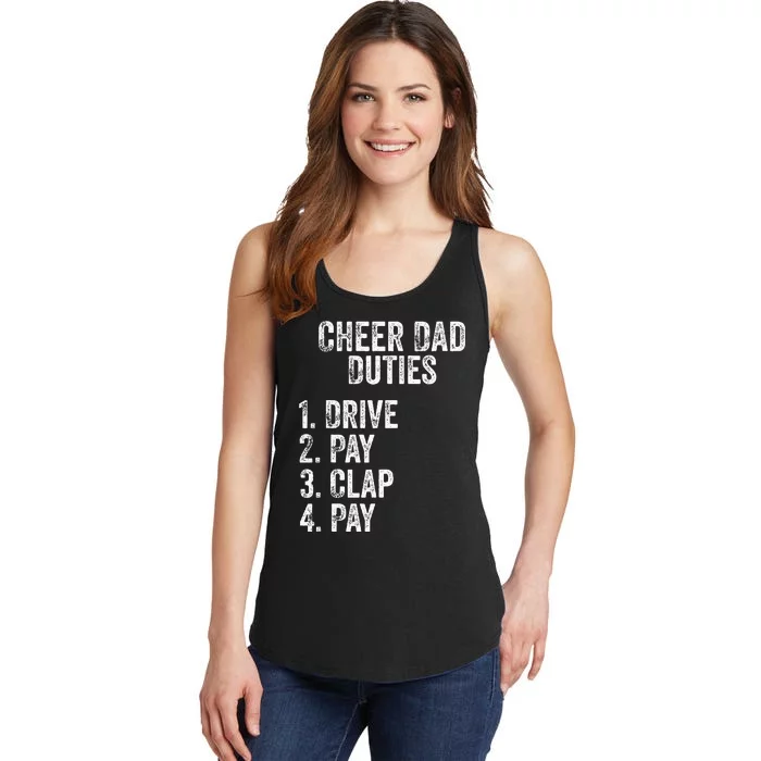 Fathers Day Funny Cheer Dad Duties Drive Pay Clap Ladies Essential Tank