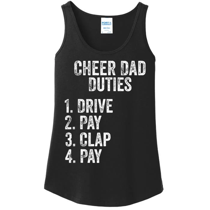 Fathers Day Funny Cheer Dad Duties Drive Pay Clap Ladies Essential Tank