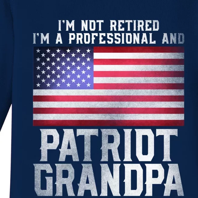 Father Day Funny Retiret Joke Patriot Retired Grandpa Gift Baby Long Sleeve Bodysuit