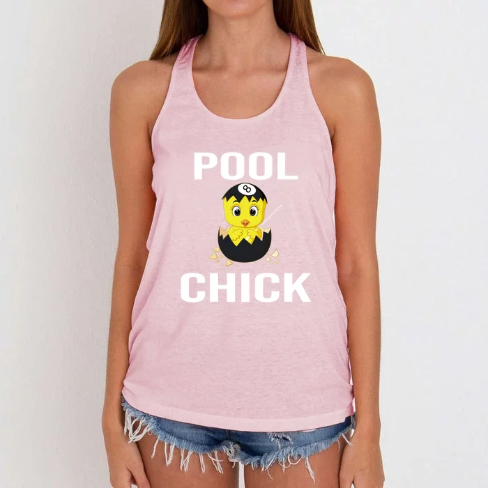 Father's Day Funny Pool Chick 8 Ball Billiards Gift For Dad Women's Knotted Racerback Tank