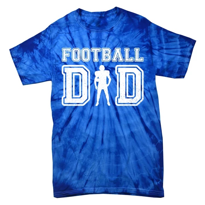 Football Dad FatherS Day Vintage Football Daddy Papa Father Great Gift Tie-Dye T-Shirt