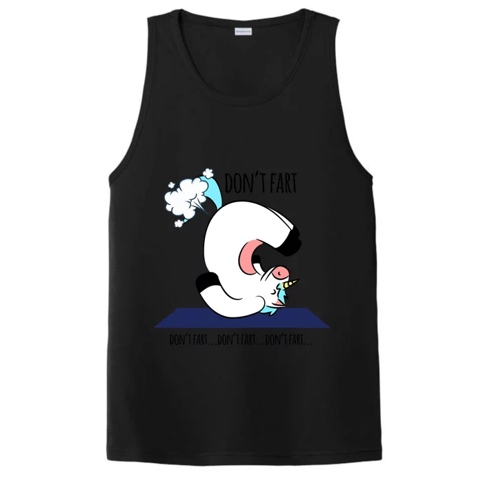 Funny Don't Fart Unicorn Doing Yoga Workout Pose Gift Performance Tank