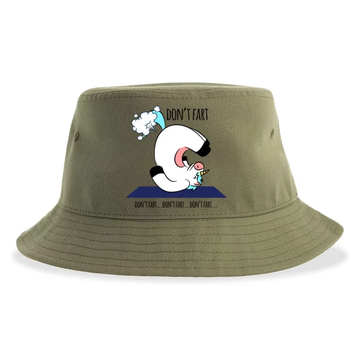 Funny Don't Fart Unicorn Doing Yoga Workout Pose Gift Sustainable Bucket Hat