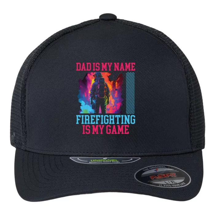 Firefighter Dad Firefighting Fire Fatherhood Fathers Day Gift Flexfit Unipanel Trucker Cap