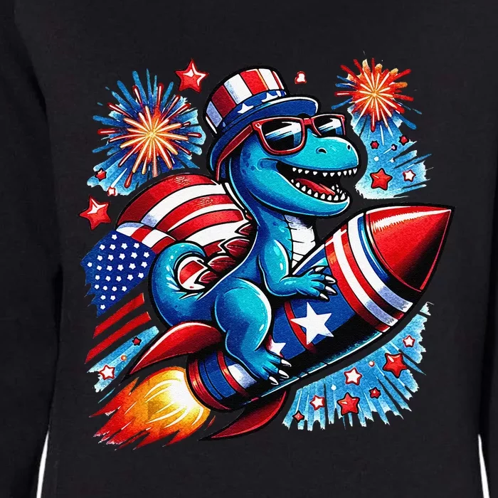 Funny Dinosaur Firecracker 4th Of July Patriotic Dino Womens California Wash Sweatshirt