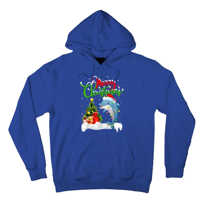 Funny Dolphin Fish Lover Xmas Lighting Dolphin Christmas Cool Gift Hoodie