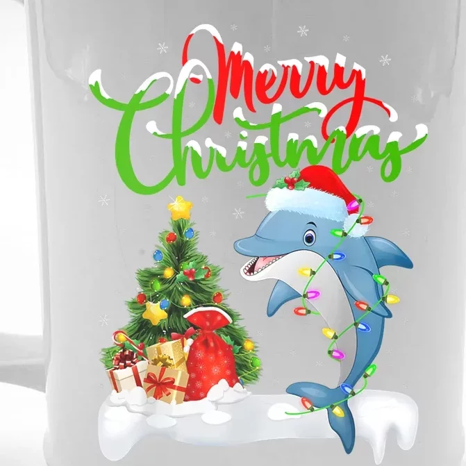 Funny Dolphin Fish Lover Xmas Lighting Dolphin Christmas Cool Gift Front & Back Beer Stein