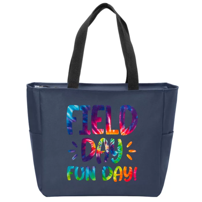 Field Day Fun Day Colorful Tie Dye Zip Tote Bag