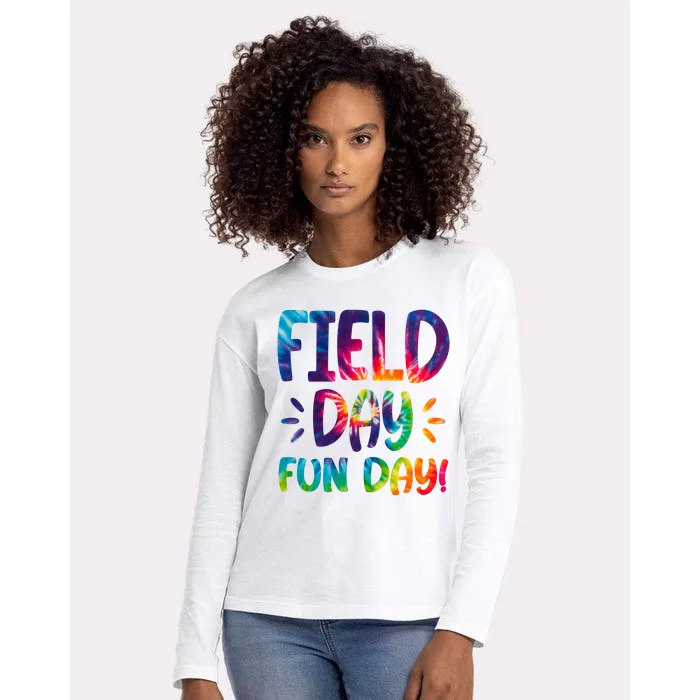 Field Day Fun Day Colorful Tie Dye Womens Cotton Relaxed Long Sleeve T-Shirt