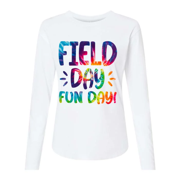 Field Day Fun Day Colorful Tie Dye Womens Cotton Relaxed Long Sleeve T-Shirt