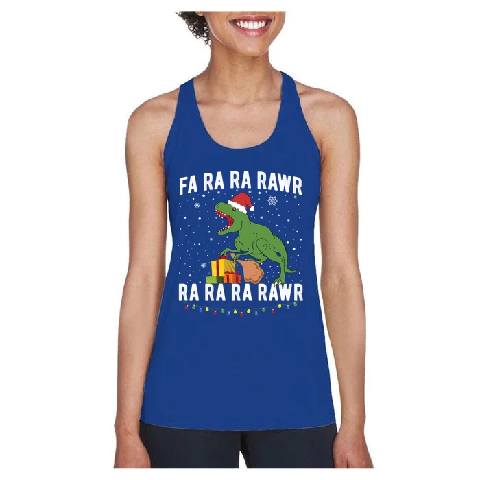 Funny Dinosaur Fa Ra Ra Rawr Santa T Rex Christmas Cute Gift Women's Racerback Tank