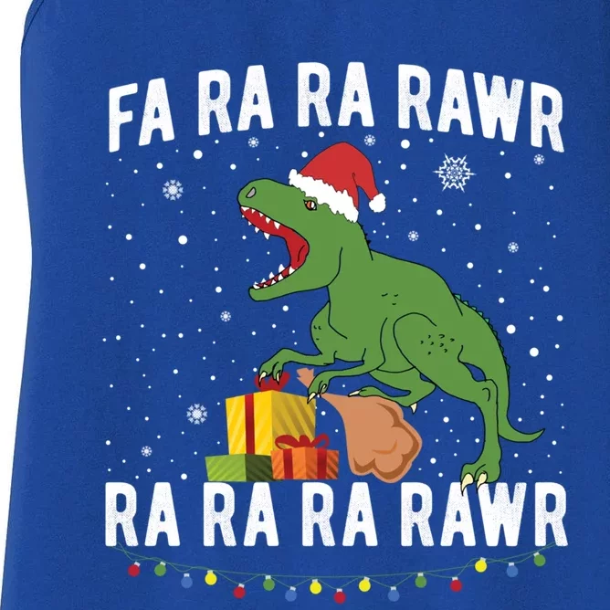 Funny Dinosaur Fa Ra Ra Rawr Santa T Rex Christmas Cute Gift Women's Racerback Tank