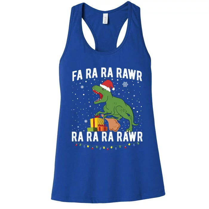 Funny Dinosaur Fa Ra Ra Rawr Santa T Rex Christmas Cute Gift Women's Racerback Tank