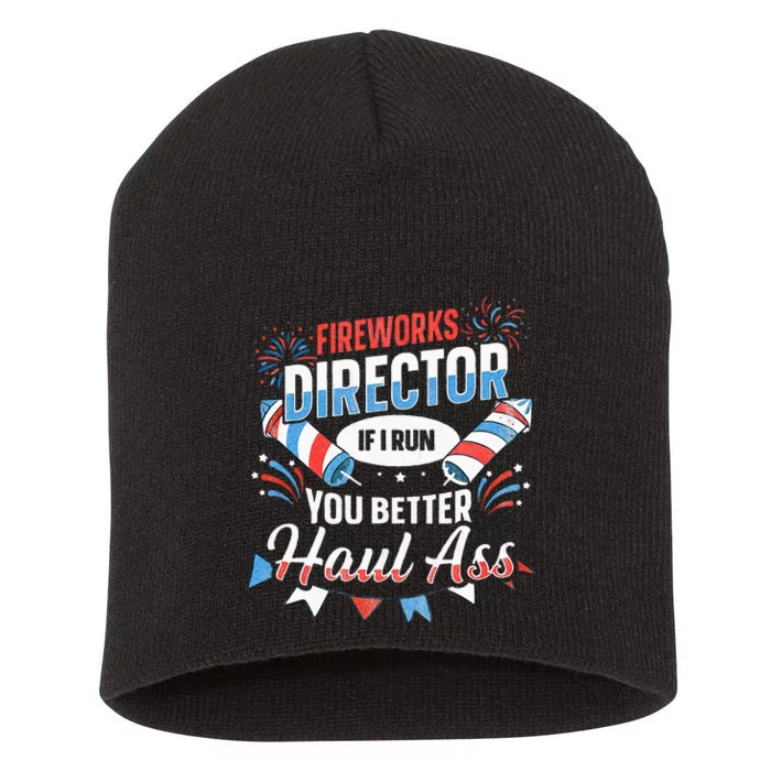 Fireworks Director Funny 4th Of July Short Acrylic Beanie