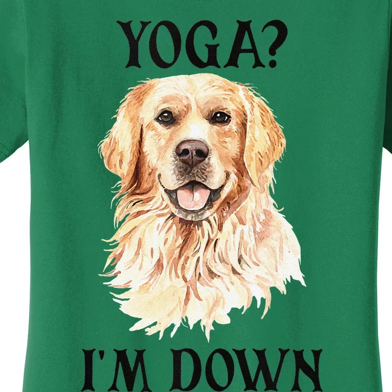 Funny Downward Facing Dog Yoga Gift With A Golden Retriever Women's T-Shirt