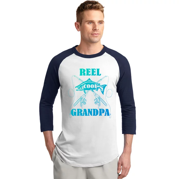 Fathers Day Funny Grandpa Fishing Reel Cool Pops Dad Joke Gift Baseball Sleeve Shirt