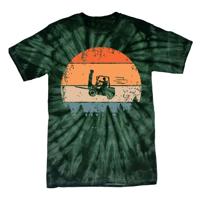 Forklift Driver Flying Forklifter Retro ForkLift Truck Tie-Dye T-Shirt